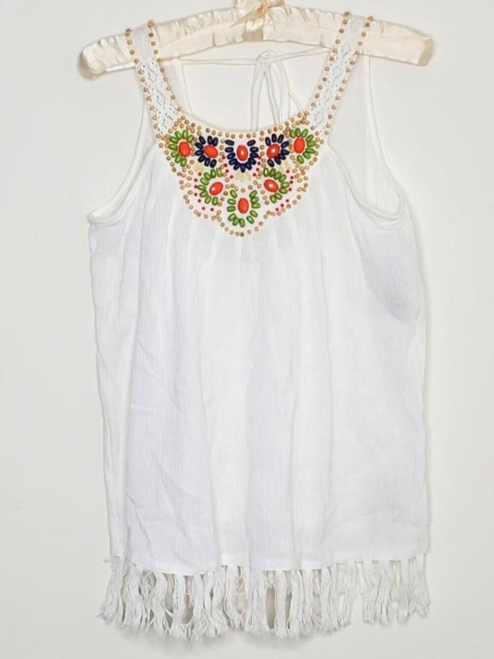 Eci New York White Top with Colorful Beads (New with Tag)